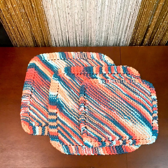 Handmade Organic Cotton Washcloth Trio - Picture 1 of 3